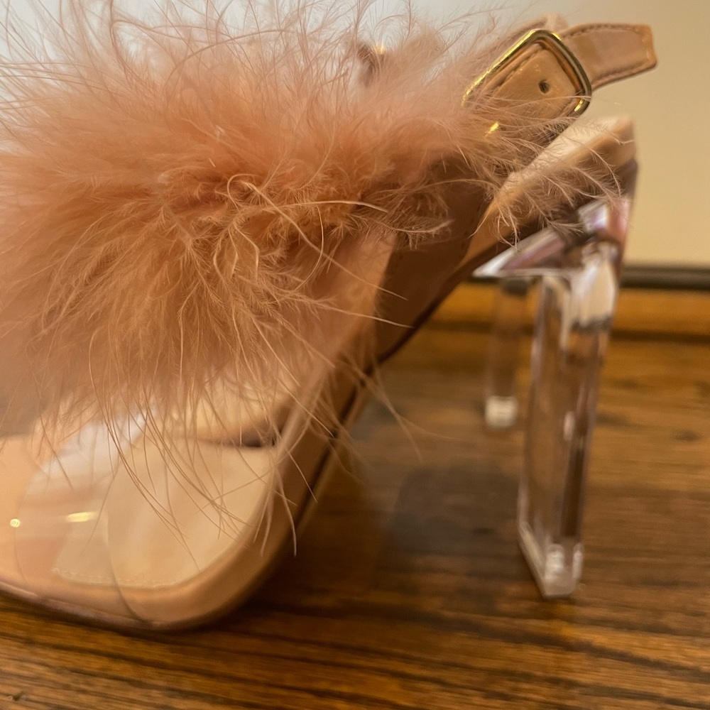 Plush Pink + Clear Chunky Heeled Sandals